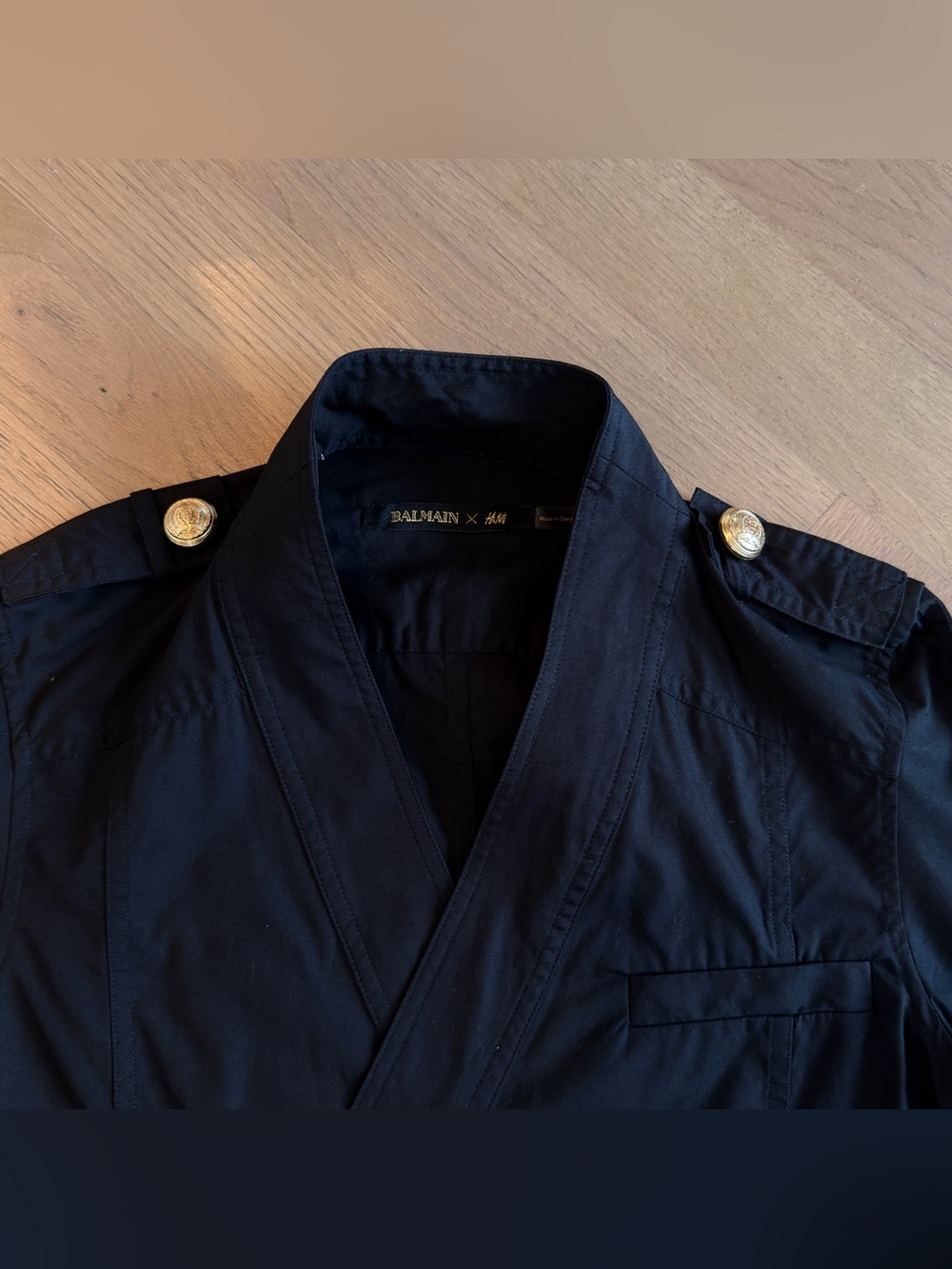 Balmain x H&M Black Double-Breasted Military Shirt Jacket - Picture 5 of 6